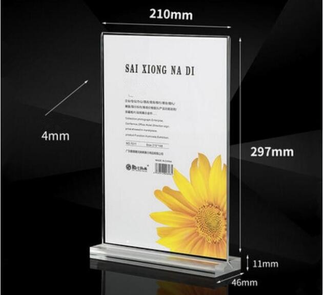 Table Sign Clear Acrylic Display Card A4/a5 Table T Type Advertising Poster Price List Of Drinks Menu Holder Rack