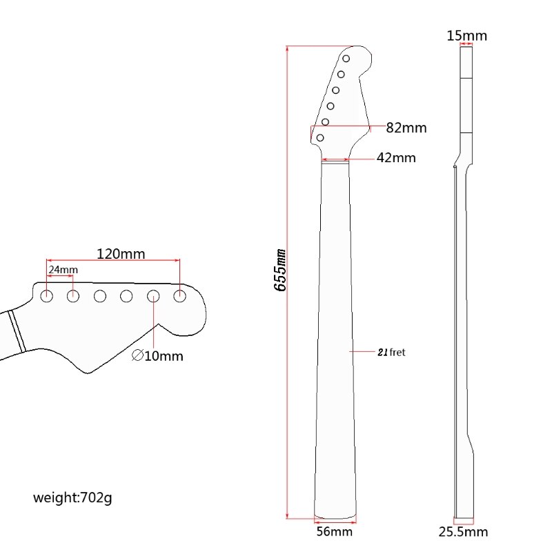 Manico in legno di nuova tecnologia per manico in legno di zebra per chitarra elettrica
