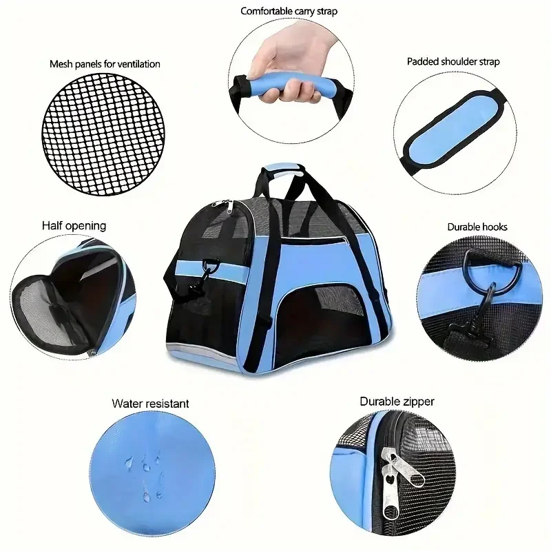 Tragbare Hund Katze Tragetasche Haustier Welpen Reisetaschen Atmungsaktive Gittergewebe Kleine Hund Katze Hunde draussen Zelt Träger Ausgehende Haustiere Handtasche