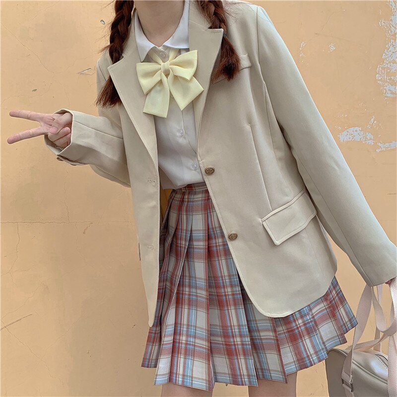 Women Autumn Winter JK Blazer Suit Japanese Preppy Style Sweet School Uniform Jacket Coat Top Outwear Clothes