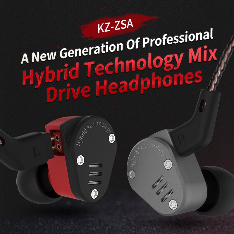 KZ ZSA-Armadura de auriculares intrauditivos de metal, híbrido, monitores deportivos, HiFi y bajos, con cancelación de ruido