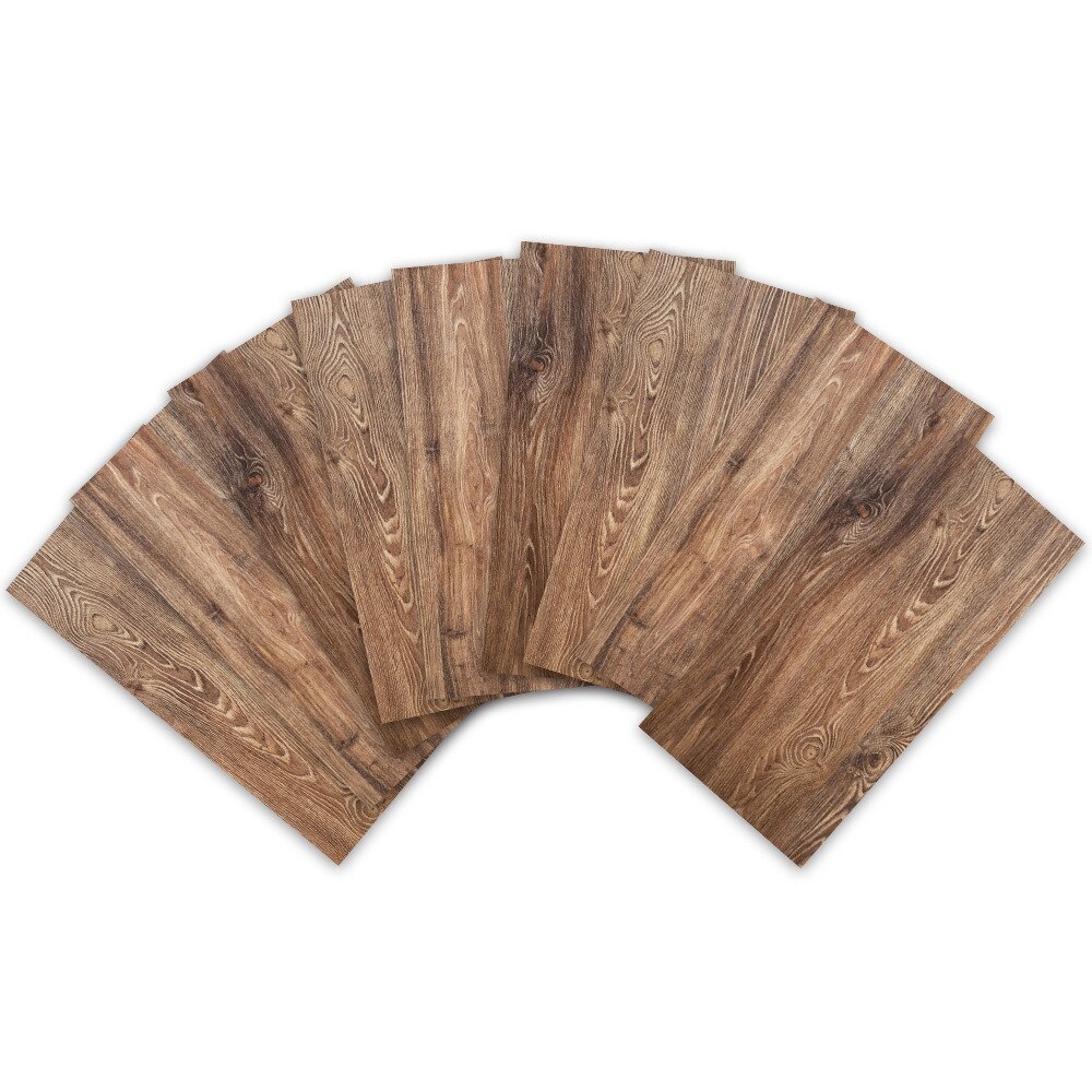 9 Stks/pak Donkerbruin Houten Zelfklevende Pvc Muur Stickers Diy Badkamer Keuken Wandtegel Trap Sticker 20x10cm: Default Title