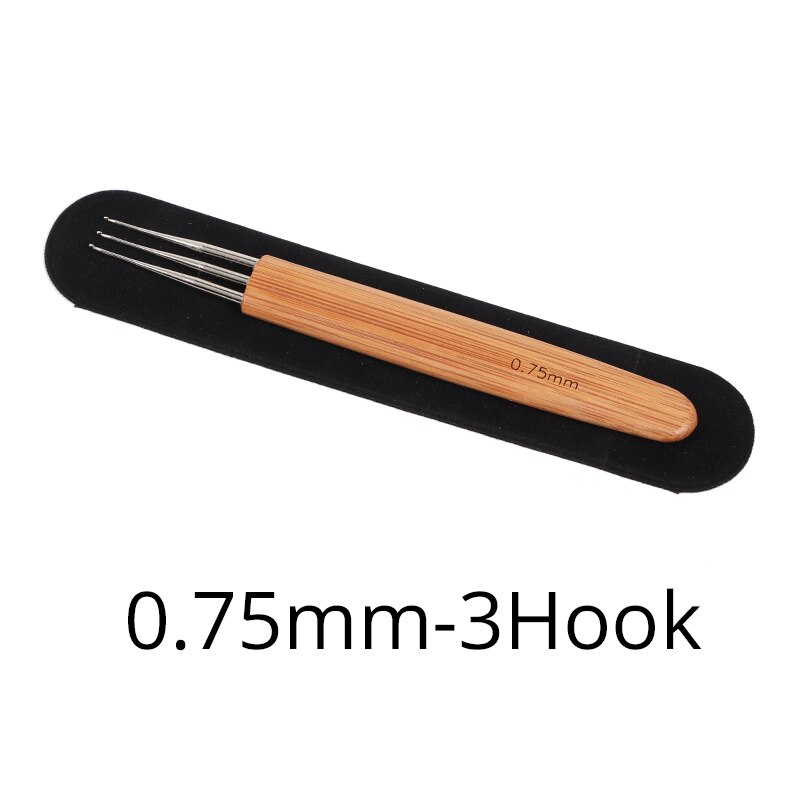 Juego de ganchos de ganchillo para extensiones de cabello, agujas de tejer con mango de bambú para Dreadlocks, herramienta de rastas de pelo, 0,5/0,75 Mm: 0.75mm 3 hook 3pcs