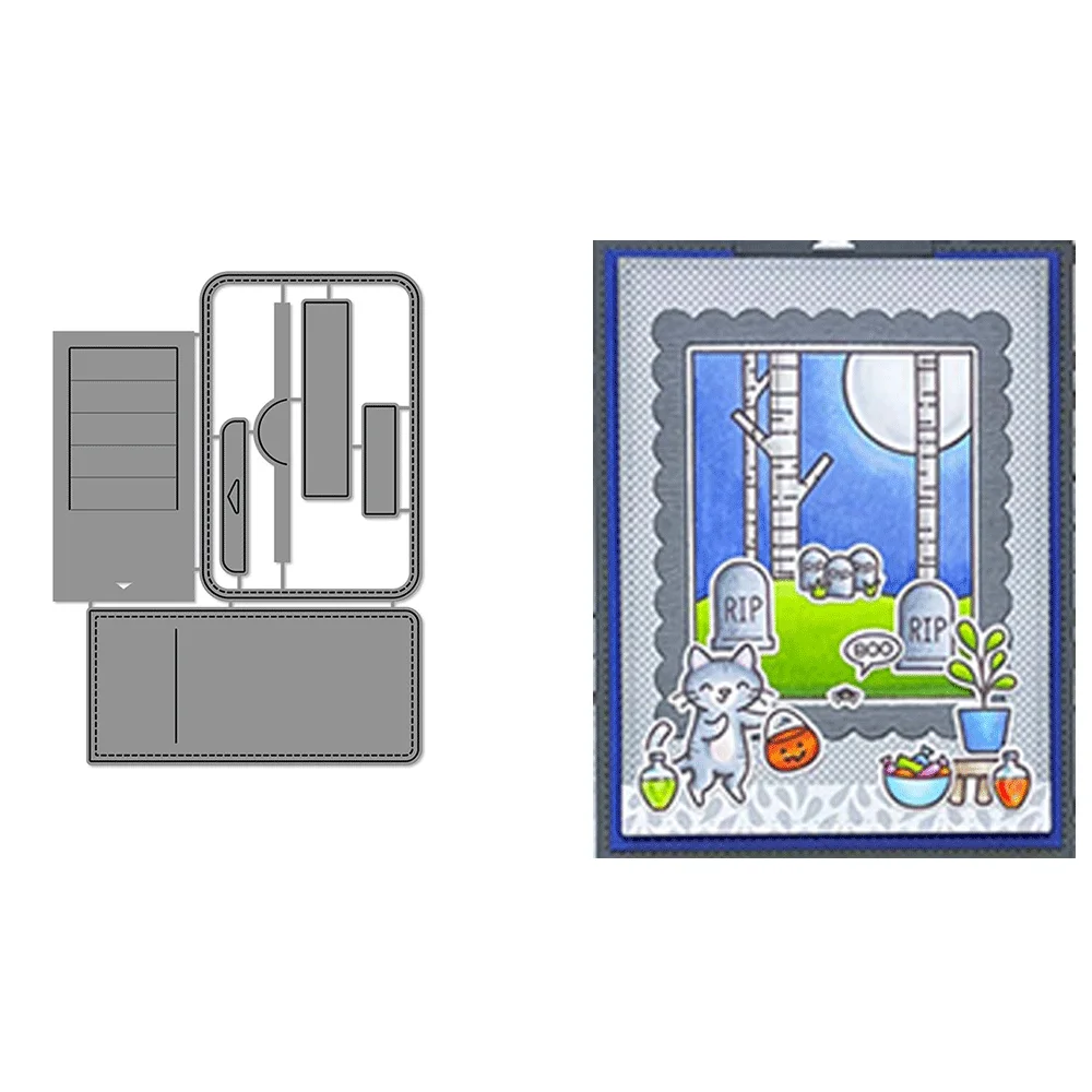 Troqueles de corte de Metal con marco de ventana de hojas de caída de casa de calabaza, troquelado en relieve para hacer tarjetas DIY, suministros para manualidades de álbumes de recortes: plum