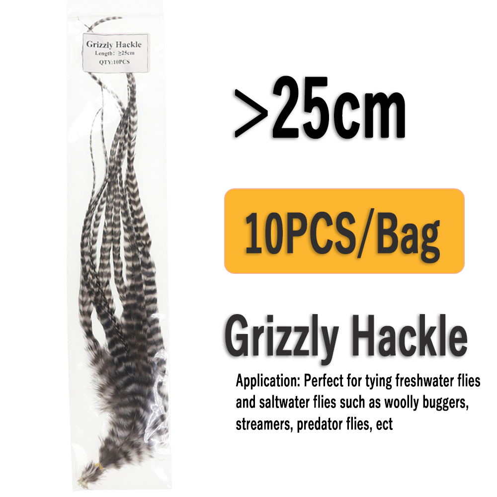 Wifreo, 10 Uds., plumas naturales para atar moscas en blanco y negro, plumas de pelo de gallo Grizzly para atar insectos lanosos Streamer: Borgoña