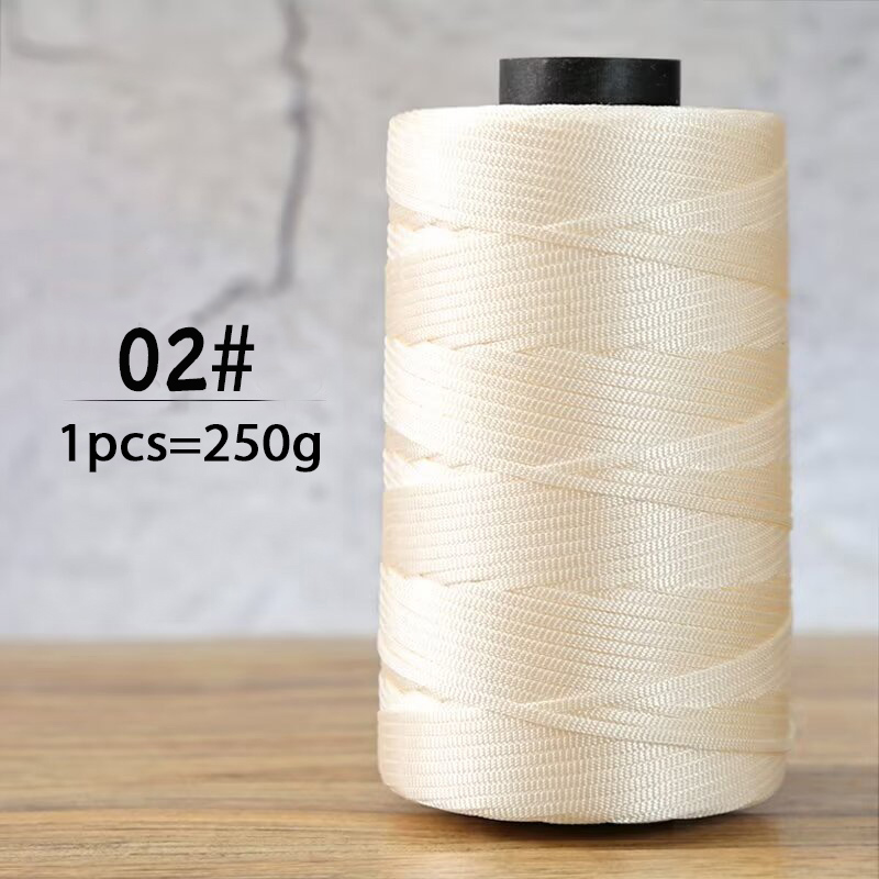 250g summer crochet flat ribbon thread handmade DIY weaving production crochet summer sun hat sandals bag shiny yarn: Ivory