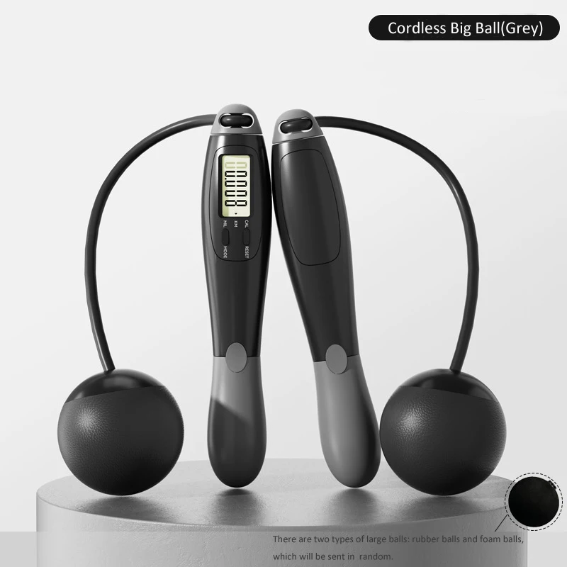 1PC Stahl Draht Seil Zählen Springseil Tragbare Springseil Fitness Zähler kabellos Springseile groß Ball Sport Ausrügestochen: Licht Grau