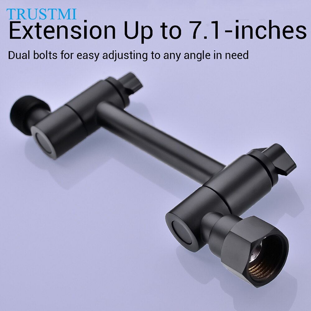 Extensor de brazo de ducha ajustable, cabezal de ducha de latón de 4 pulgadas, tubo de recambio de extensión de elevación alta o inferior, montaje de brazo, negro mate C