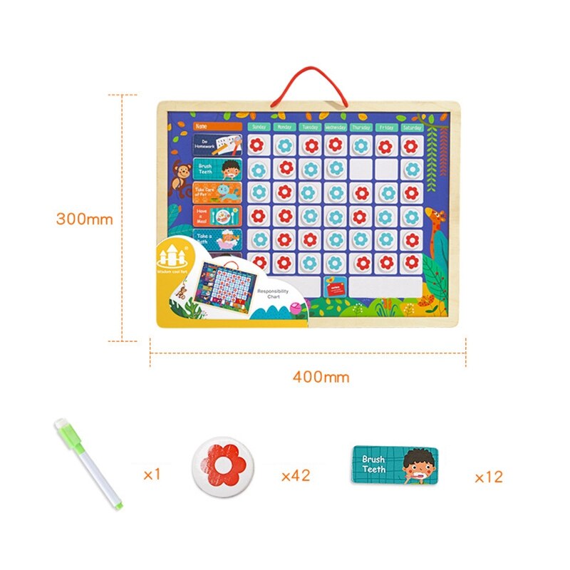 Tableau de récompense en bois pour enfants Standard de bonnes habitudes tableau d'auto-Discipline tableau de croissance Durable tableau de récompense suspendu