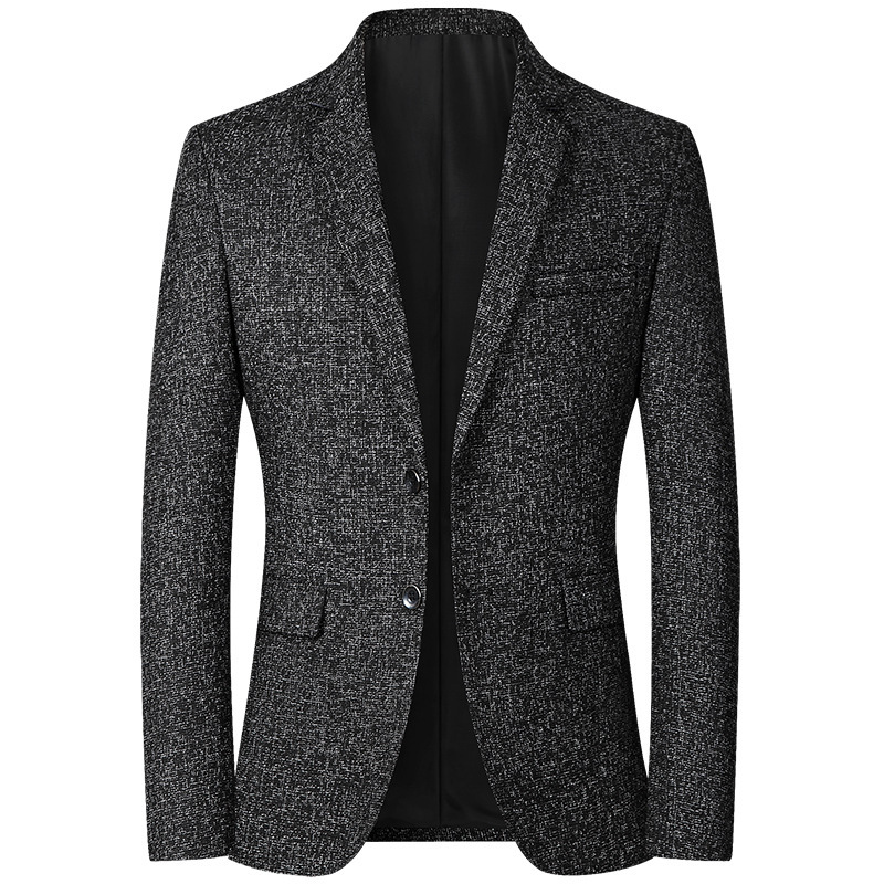 Suit Coat Man Simple Solid Color Long Sleeve Male Outerwear Non-ironing Single-breasted Business Casual Men Blazer: 4XL / black