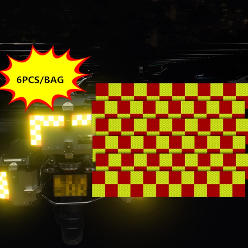 6PCS Batenburg Reflecterende Sticker voor Politie Motoren Kofferbak Auto Decal Night Zichtbare Waarschuwing Tape Decoratie Gemaakt met 3M