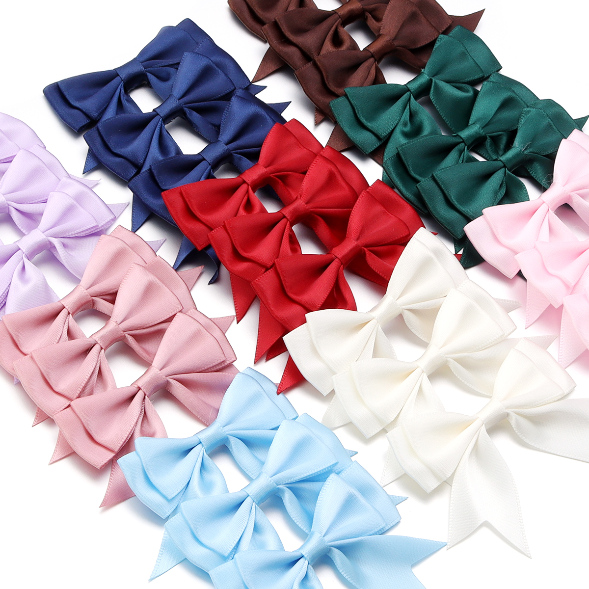 10 stks/partij Satijnen Lint Strikken Leuke Kleurrijke Dacron Dubbellaags Strik Boog Bloem Voor DIY Craft Kleding Decoratie Accessoires