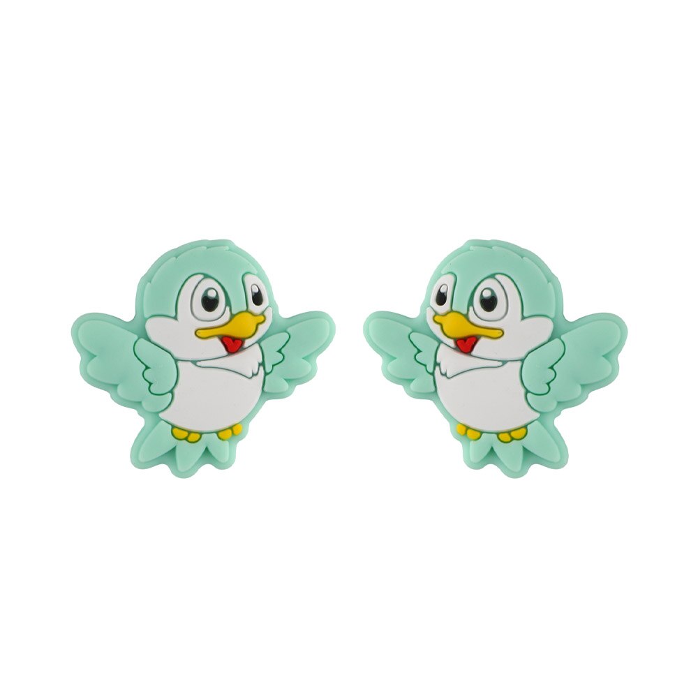 Kovict 10pcs Baby Silicone Beads Mini Bird Food Grade Animal Teether Baby Molar Toys DIY Pacifier Chain Jewelry Accessories: 10pcs Mint green