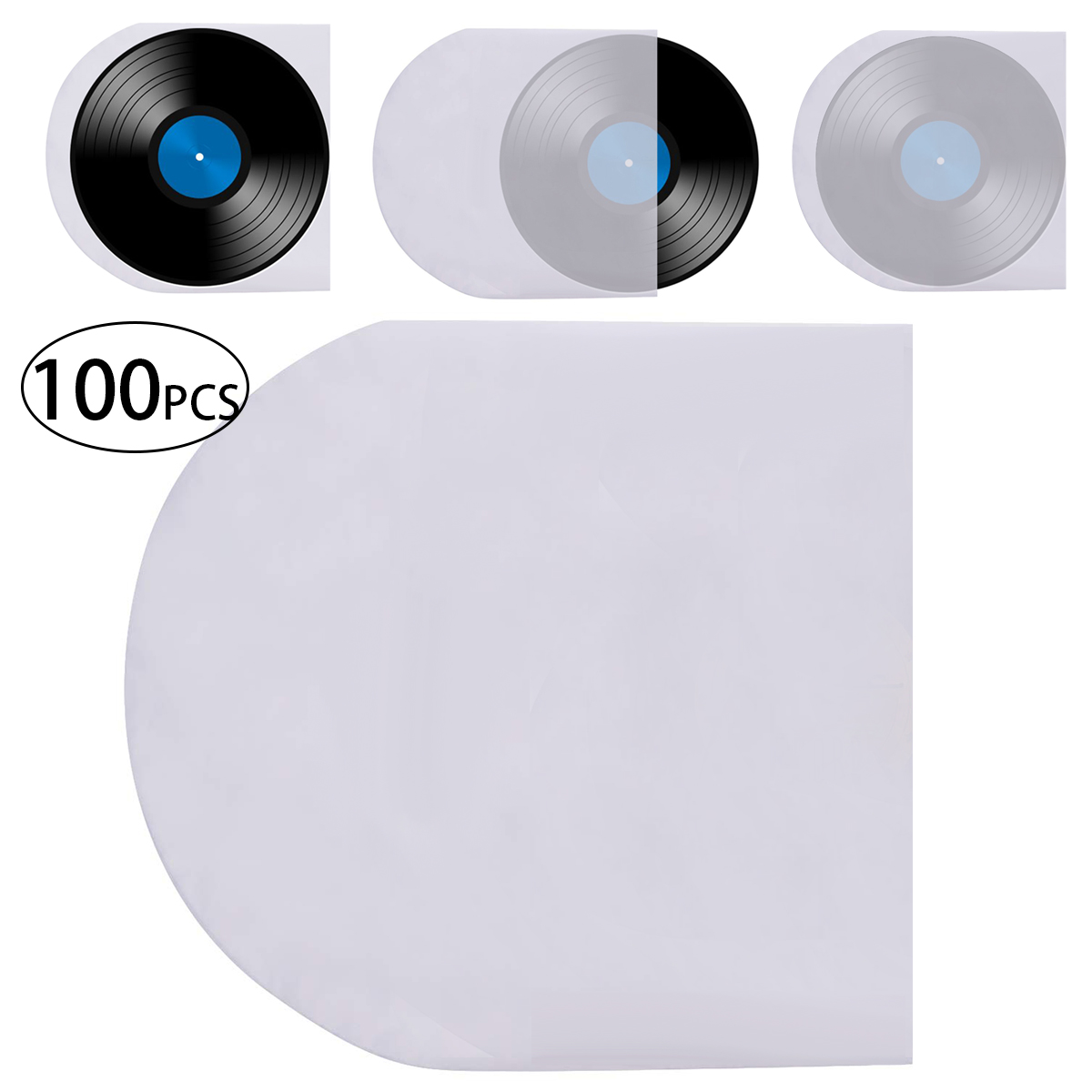 100pcs 7" Vinyl Record Protecter LP Record Plastic Bags Anti-static Record Sleeves Outer Inner Plastic Clear Cover Container