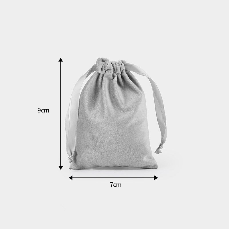 10 Pcs/Lot Christams Package Flannel Bags with Satin Drawstring Wedding Party Soft Fabric Velvet Pouch Dustbag: gray 7x9cm