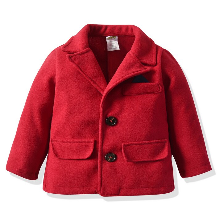 Baby Boy Girls Woolen Jacket Long Single Breasted Warm Infant Toddler Lapel Coat Spring Autumn Winter Baby Outwear Clothes