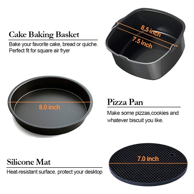 Accesorios para freidora de aire cuadrada, 11 unidades, aptas para freidora de aire, COSORI y otras freidoras de aire cuadradas y horno