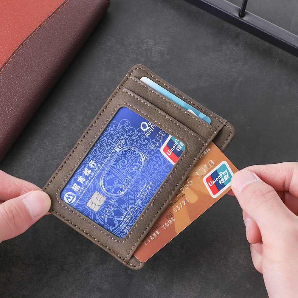 1PC PU cuir ID crédit porte-carte mince RFID blocage étui pour hommes femmes petit Mini carte sac cartes bancaires couverture