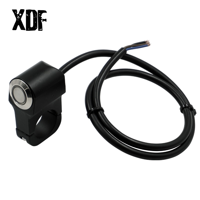 Motorcycle Switches ATV Scooter 22mm 24mm Handlebar Headlight Hazard Fog Light Switch Momentry/Latching ON-OFF Button with LED