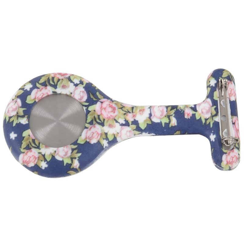 Niebieska różowa piwonia wzór silikonowe pielęgniarki broszka tunika zegarek kieszonkowy kieszonka na zegarek ze stali nierdzewnej