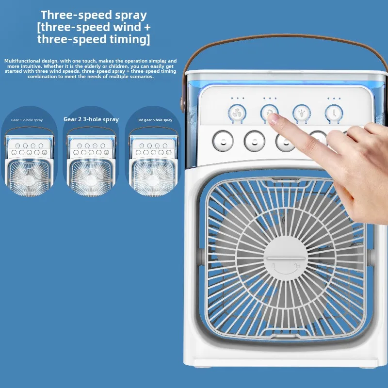 Mini humidificador portátil 3 en 1 con ventilador enfriador de aire de CA con luz LED para el hogar, oficina, dormitorio, Camping, refrigeración