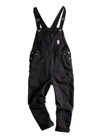 Europeisk og amerikansk street stlye jumpsuit menn tilfeldig retro verktøy trend overall par bukser bra: Svart / L