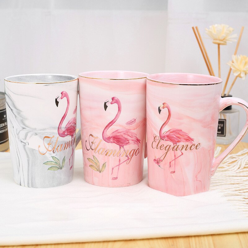 Flamingo brev keramisk kaffemugg hemkontor skola mjölk te vatten muggar drinkware kopp för födelsedag