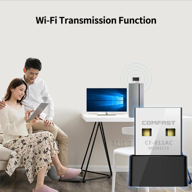 Comfast cf -811ac 650 mbps wifi usb adapter 2.4+5.8 ghz 1/2/5.5/11 mbps 6/9/12/18/24/36/48/54 mbps 200 433 mbps pc netwerkkaart dongle