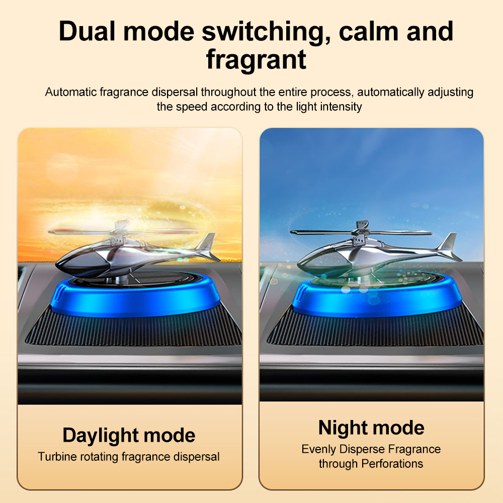 Désodorisant solaire rotatif pour voiture, diffuseur de parfum d'aromathérapie, décoration d'hélicoptère, décoration intérieure