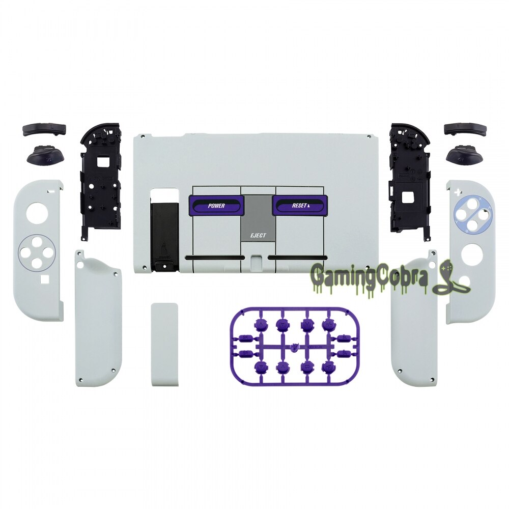 EXtremeRate-carcasa de control de la placa trasera de la consola, juego completo de botones para NS Switch, estilo SNES, tacto suave