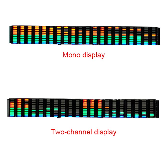 Display de led, tela de espectro de música conectada ao amplificador de potência, 20 segmentos, 10 níveis de ritmo, relógio medidor de luz