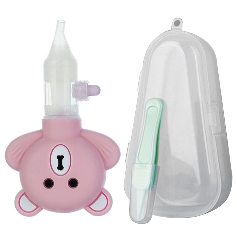 Kids Vacuum Suction Sniffling Equipment Cartoon Bear Silicone Baby Safety Nose Cleaner Newborn Nasal Aspirator: PK2