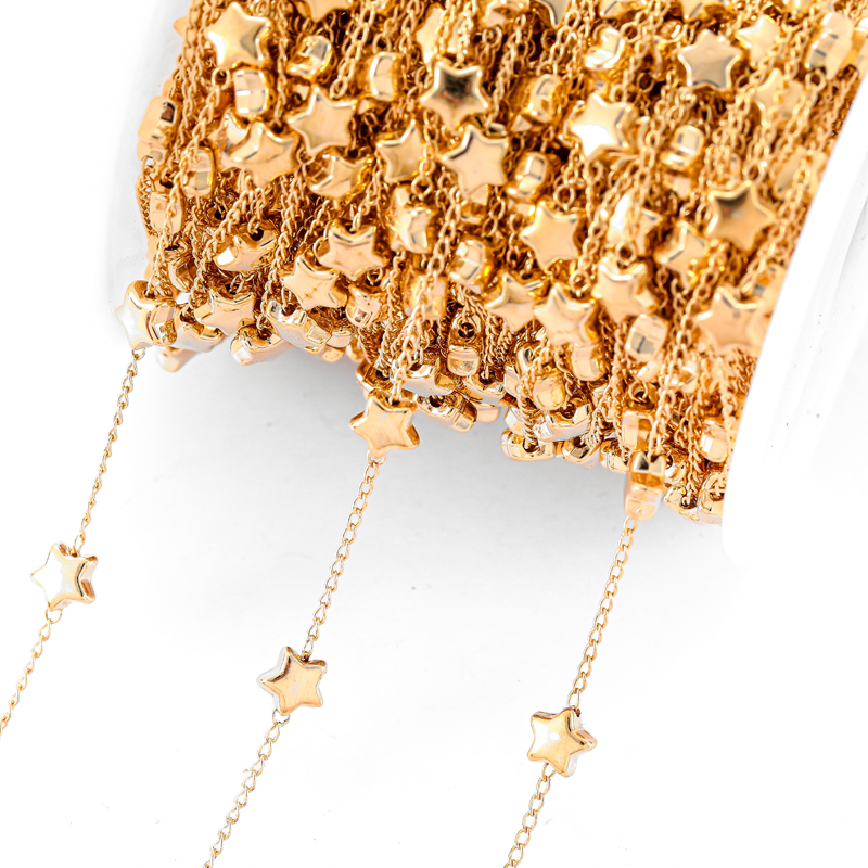 1-metrowy łańcuszek 6 mm CCB Heart Star Bead Miedziany łańcuszek do bransoletki Naszyjnik Okulary Łańcuchy antypoślizgowe DIY Ręcznie robiona biżuteria Y24