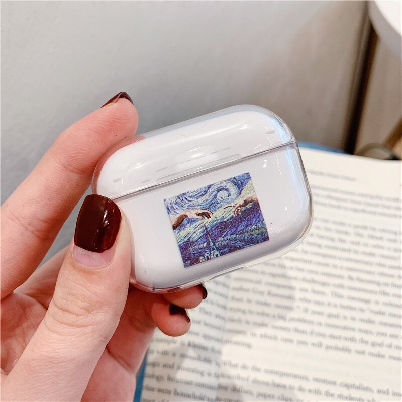 Kunstnerisk abstraktion mønster til airpods pro sag gennemsigtig hård bluetooth hovedtelefon beskyttelsesetui til air pods pro: Stil 4
