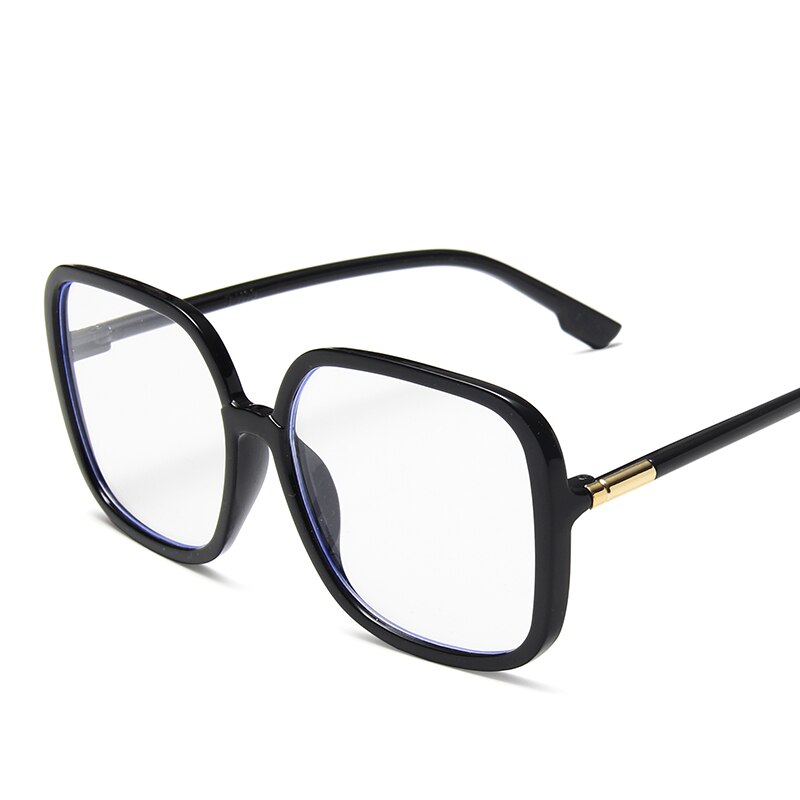 Oversize-platz Anti-blau Licht Brille Rahmen Für Frauen Neue Vintage Retro Schwarz Klar Big Brillen Männer Computer Transparent: Bright Black