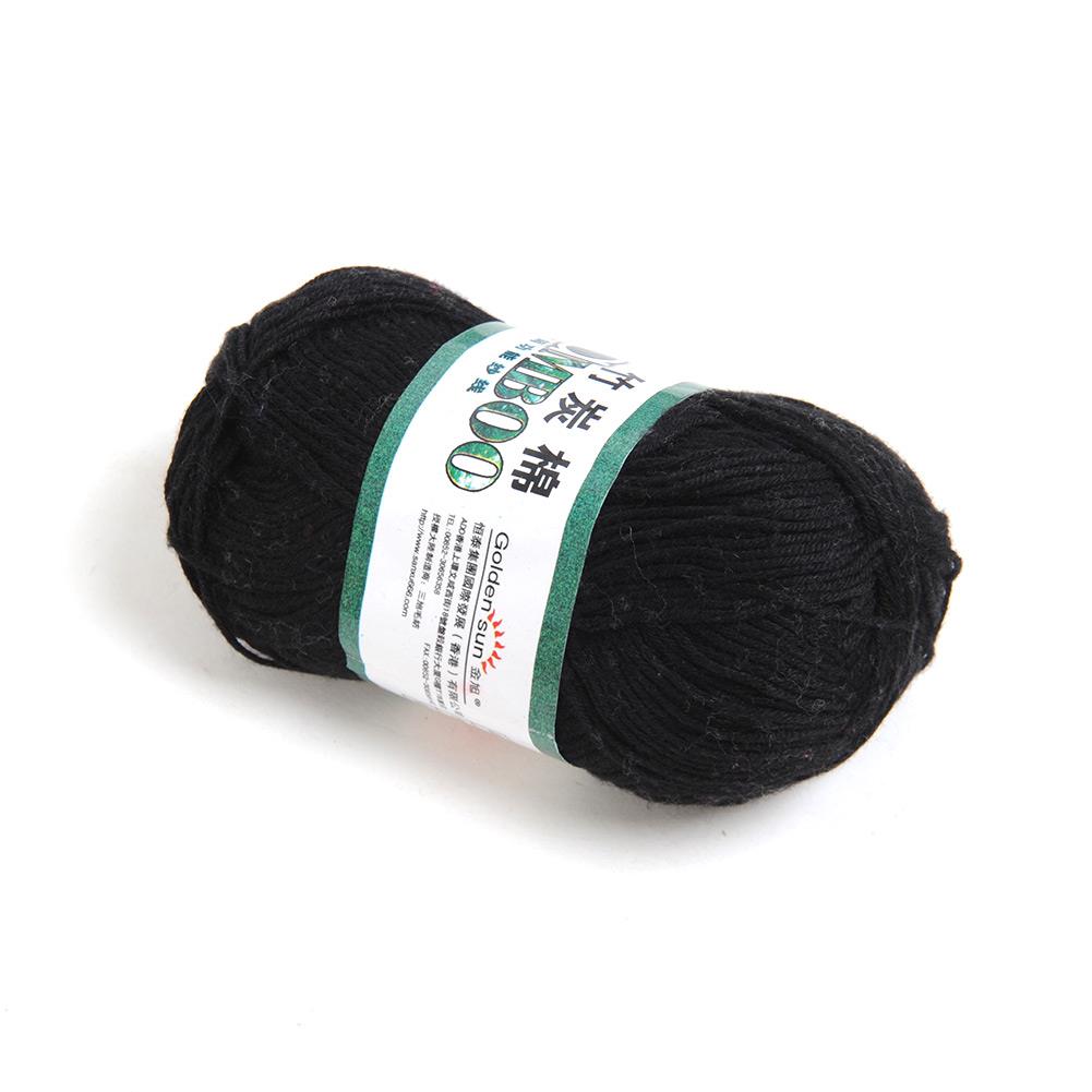 ! Soft Natural Bamboo Cotton Knitting Yarn Fingering 20 Colors: Black