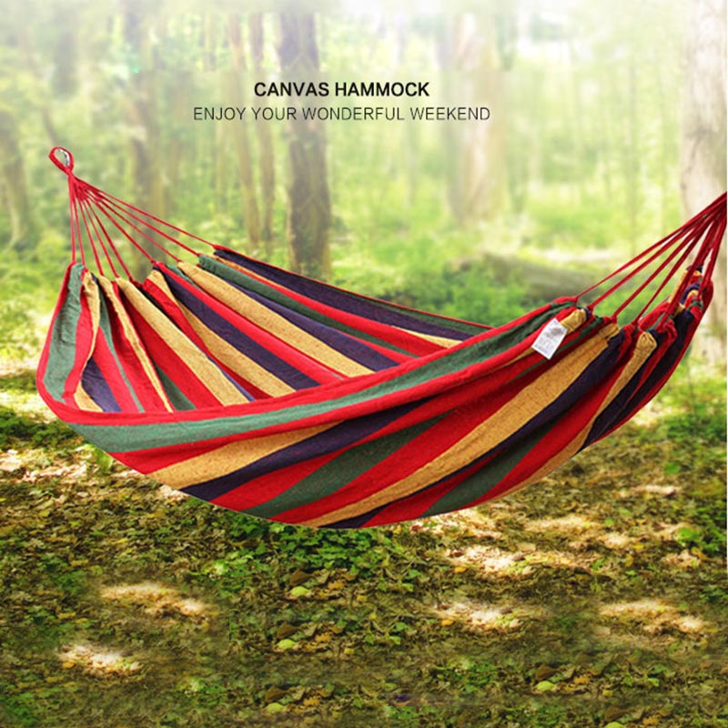 Enkele brede dikke canvas hangmat Outdoor Camping Backpacken Vrije tijd Schommel Draagbare hangende bed Slaapschommel Hangmat