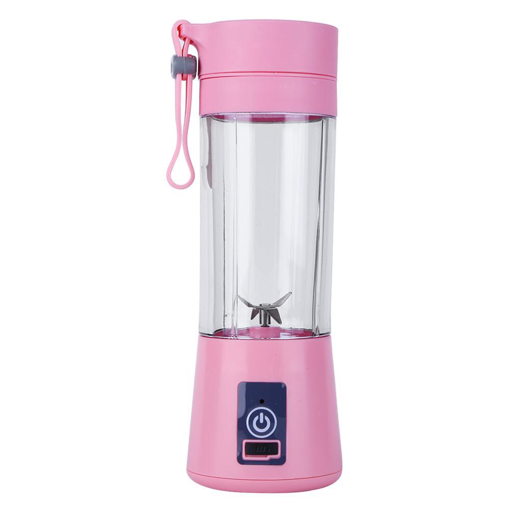 380ml Electric Rechargeable Juice Machine Portable Fruit Vegetable Food Blender Mixer Juicer Multi-functional Lemon Squeezer: 4 Blades-Pink