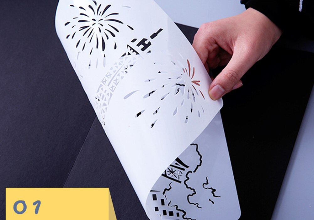 Hollow Flower Template DIY Architecture Series Painting Template Openwork City A4 Lace Ruler Template Student Supplies