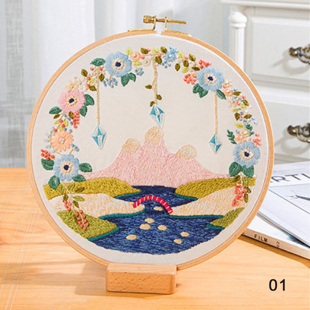 Decoração de bordado artesanal para iniciantes, kit de bordado, costura, faça você mesmo: 01
