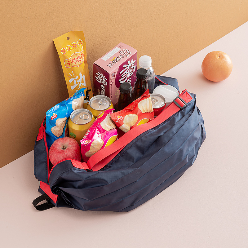 Bolsa de compras plegable, bolso de hombro de viaje de gran capacidad, grueso, para comestibles