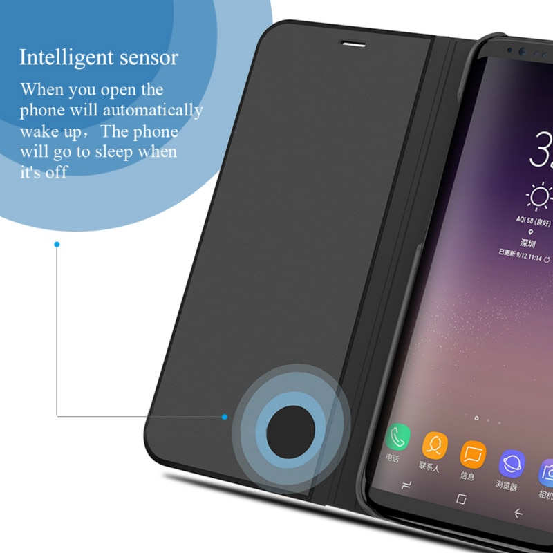 Smart spejlflip etui til huawei  p30 lite light pro clear view cover til huawei  p 30 30 lite 30 pro  p30 lite  p30 pro stående coque
