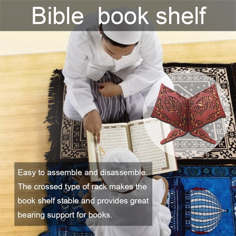 Bibliothèque en bois creuse du coran musulman, support moyen Eid al-fitr, décoration de la maison islamique