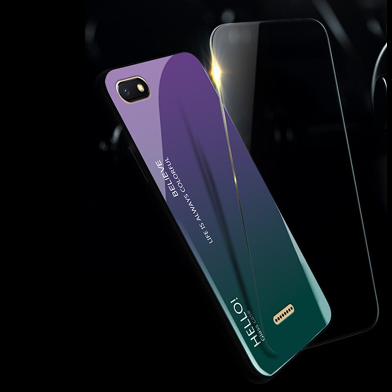 Redmi -6a hærdet glas gradient cover til xiaomi redmi 6 redmi 6a on 5.45 " sort silikone kofanger glascover til redmi 6