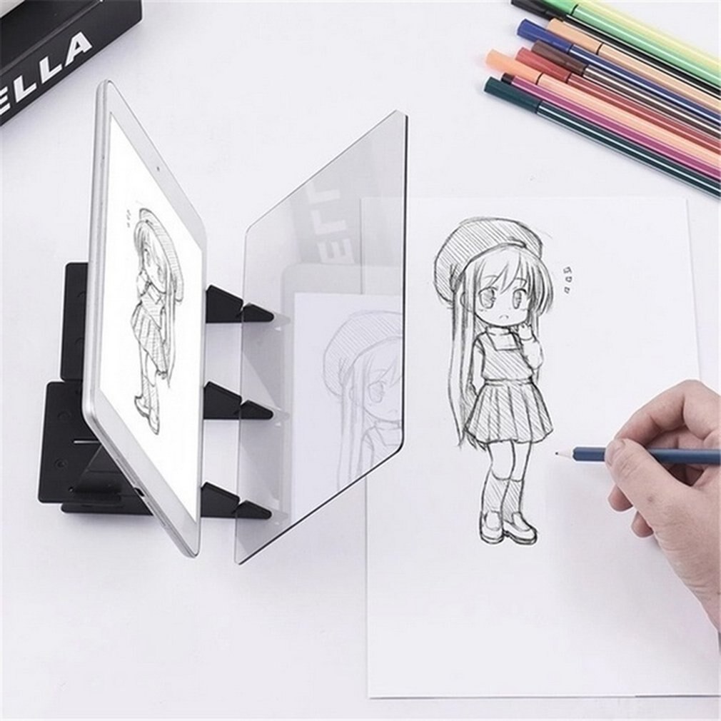 9 pouces Enfants LED Projection Dessin Planche à dessin Peinture Projecteur Planche de Traçage Croquis Spéculaire Réflexion Gradation Support