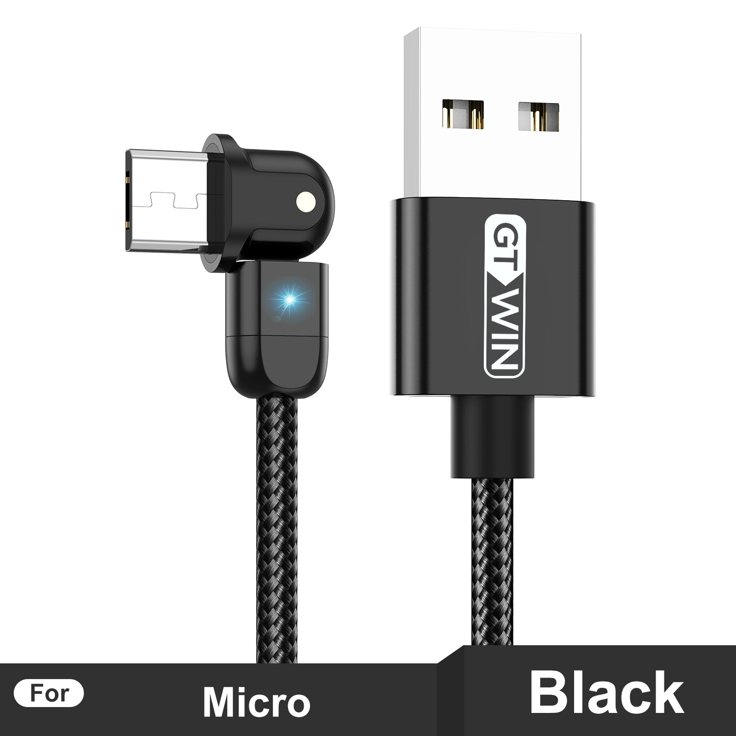 GTWIN 3A Micro USB Cable 180 Degree Fast Charging Data Cable For Samsung Xiaomi Huawei Microusb Android Mobile Phone Charger: black / 0.5m