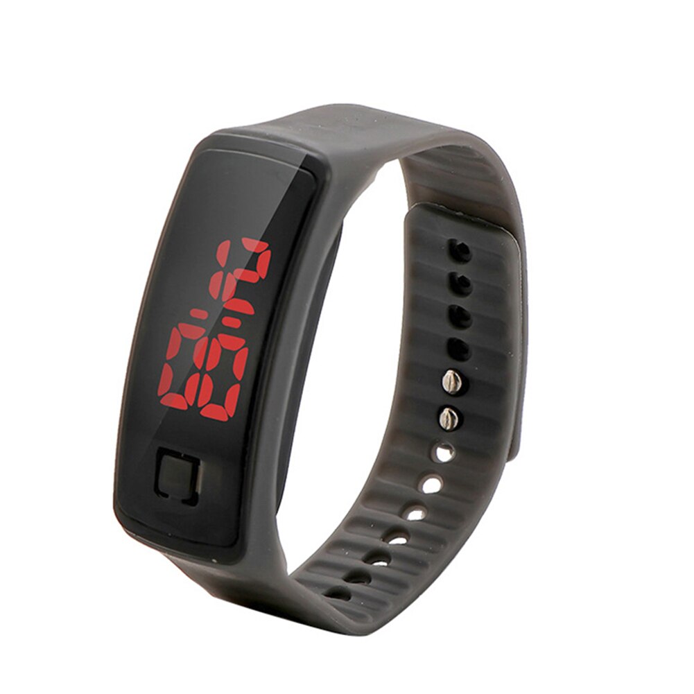 Led digitaal horloge led touchscreen met siliconen band lichtgevend casual horloge pols unisex  fs99: Grijs