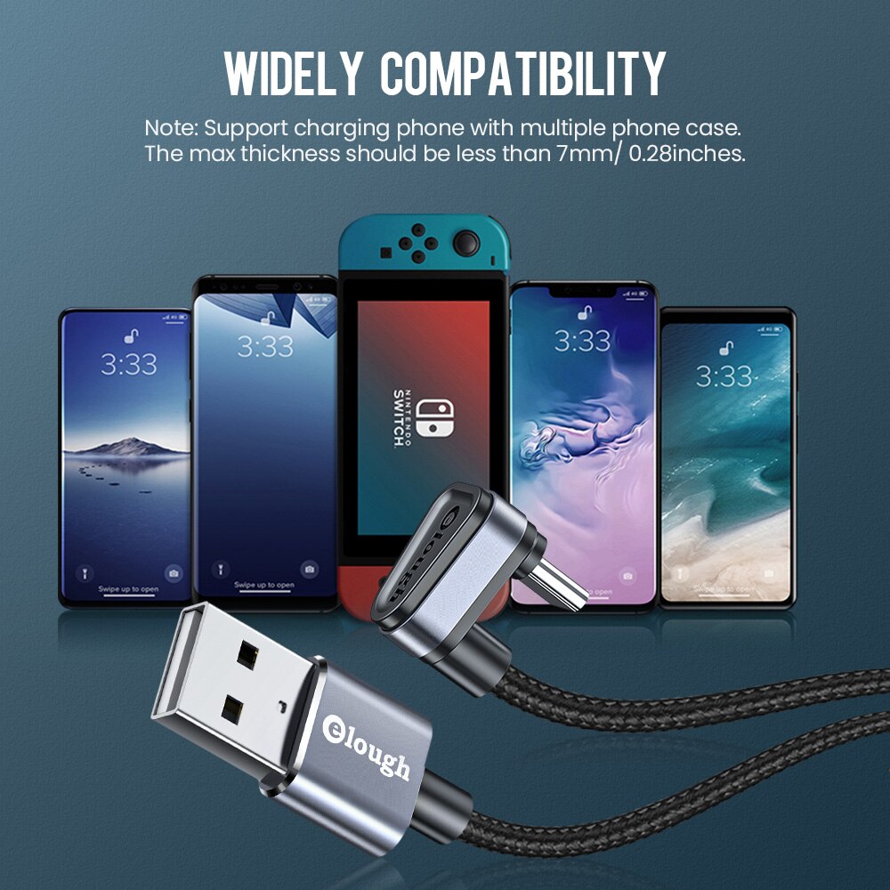 Elough Usb C Kabel Fast Charge Voor Samsung Xiaomi Mi Redmi Usb Type C Kabel 180 Graden USB-C Datakabel type C Data Draad