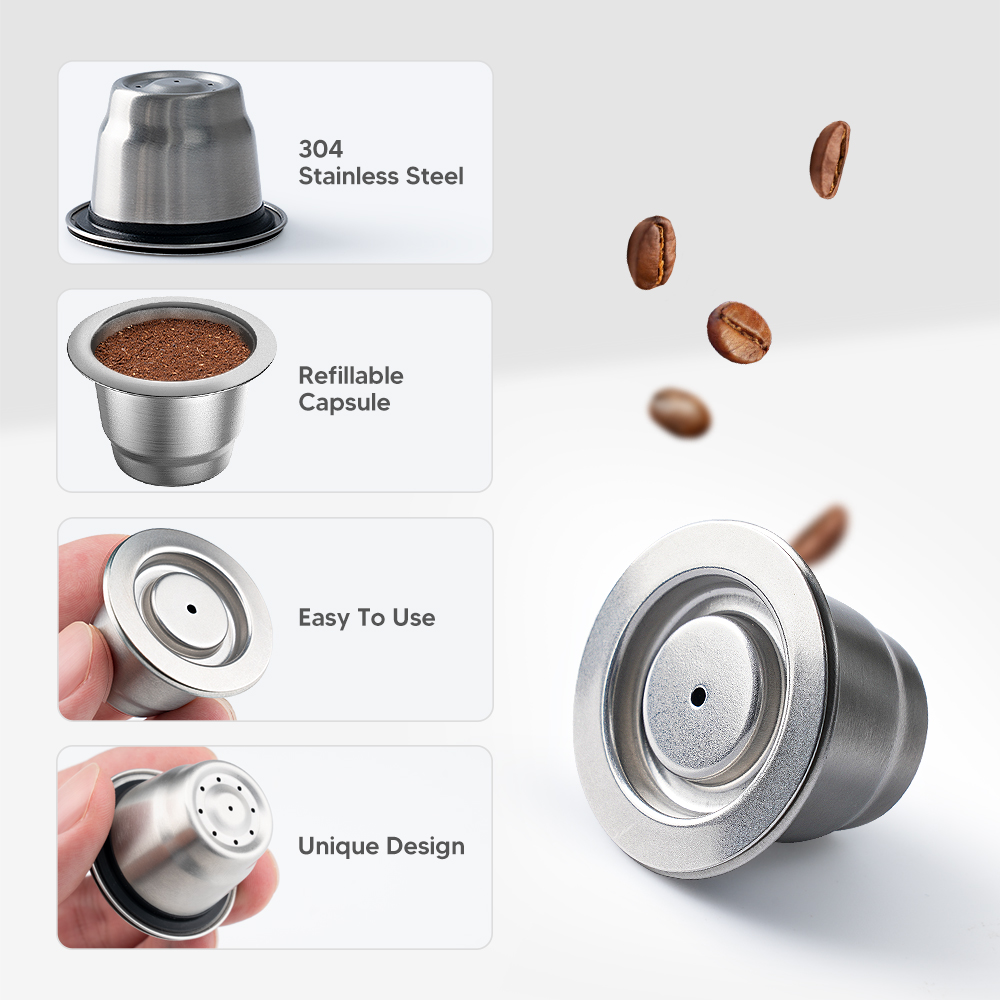 Kaffeekapsel wiederverwendbare Hülsen für Nespresso Edelstahl-Kaffeefilter Espresso Crema Schote Hersteller neues Aktualisierung