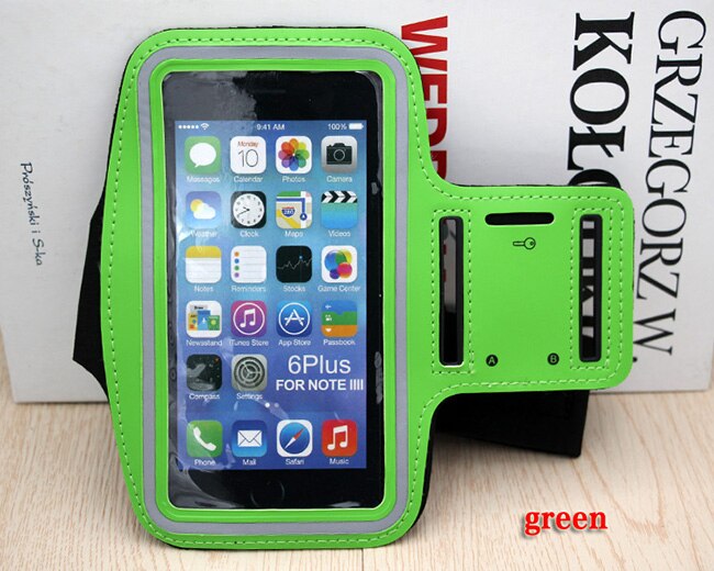 Universal 6.5" Mobile Phone Sweatproof Waterproof Jogging Running Arm Band Holder Case for iPhone4 5S SE 6 6S 7Plus for samsung: Green